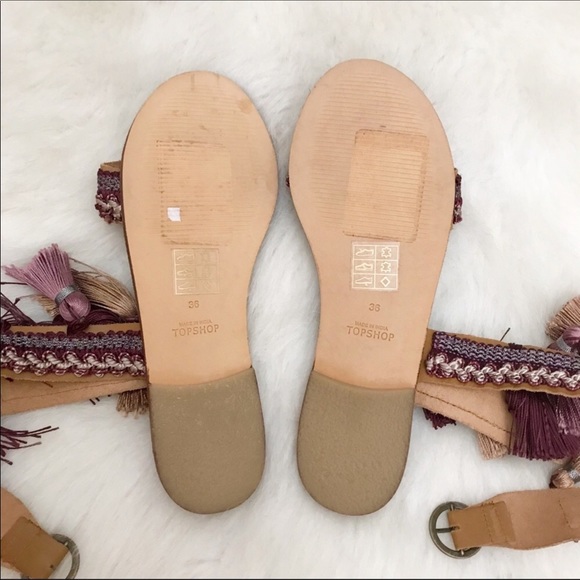 Topshop Fiji Fringe Boho Sandals Size 36 - Picture 3 of 6